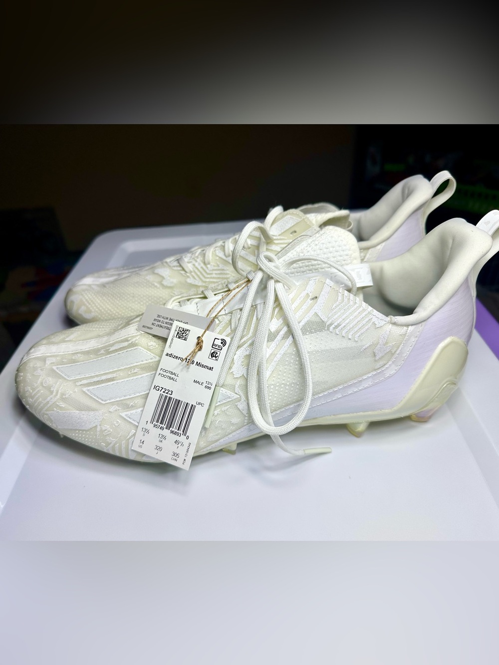 adidas Adizero 12.0 Mismatch Football Cleats White Men's US 14 D
